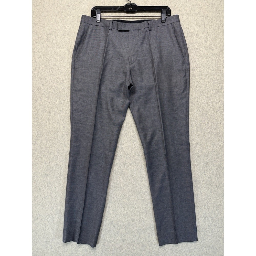 BOSS Hugo Boss Sharp US Dress Pants Gray Flat Front Wool Blend 34R